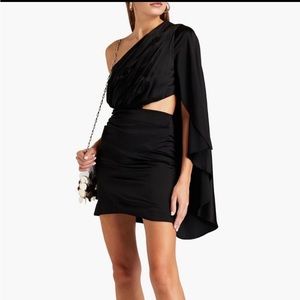 Retrofete mini black draped dress with cutout details